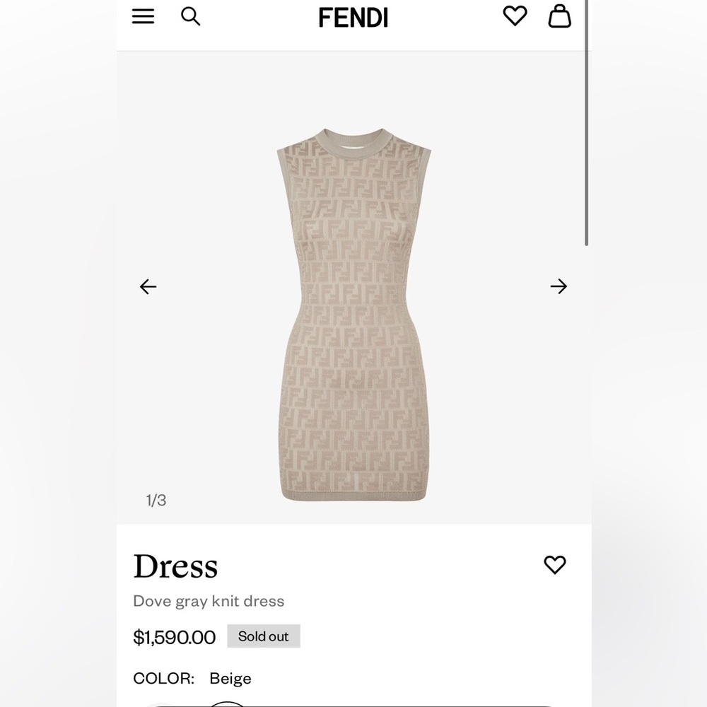 Fendi Womens Elsie Sleevless Knit Dress Size Small/IT 38 Dove Grey
